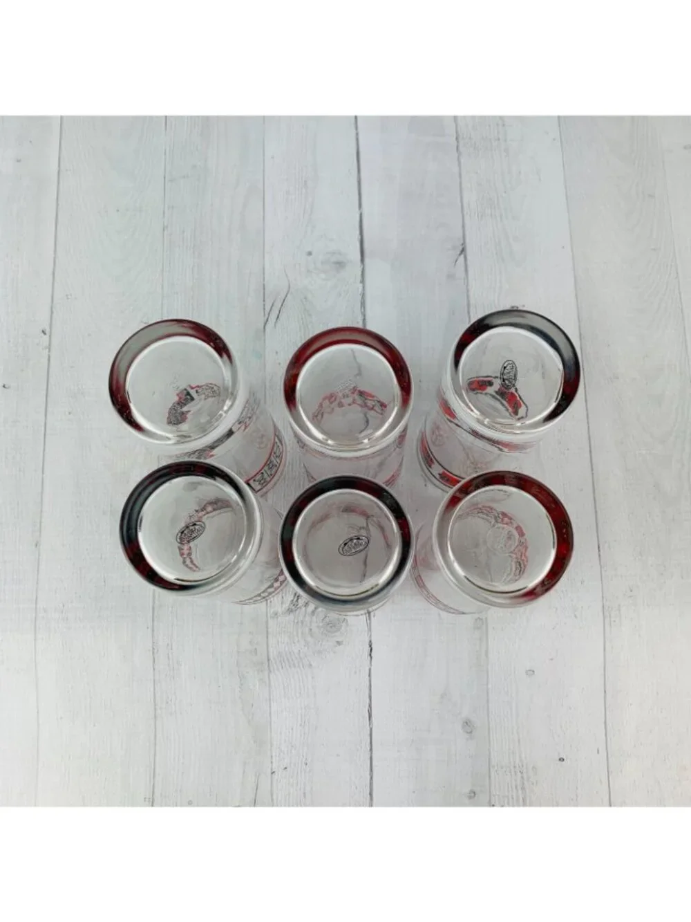 Home Essential CLASSIC GAMES Style 1916 Black Red Motif Highball Glasses Set 6
